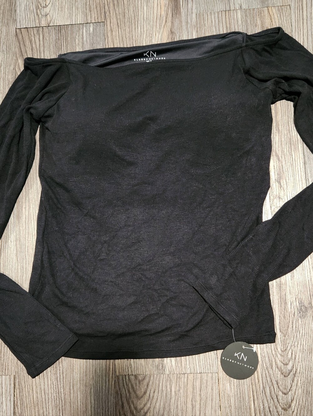 Klassy Network Black Long-Sleeve Boatneck Top